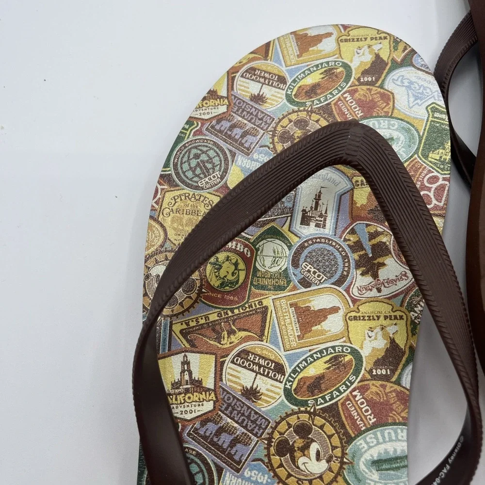 Walt‎ Disney World Land Men's Size 8-9 Brown Flip Flops